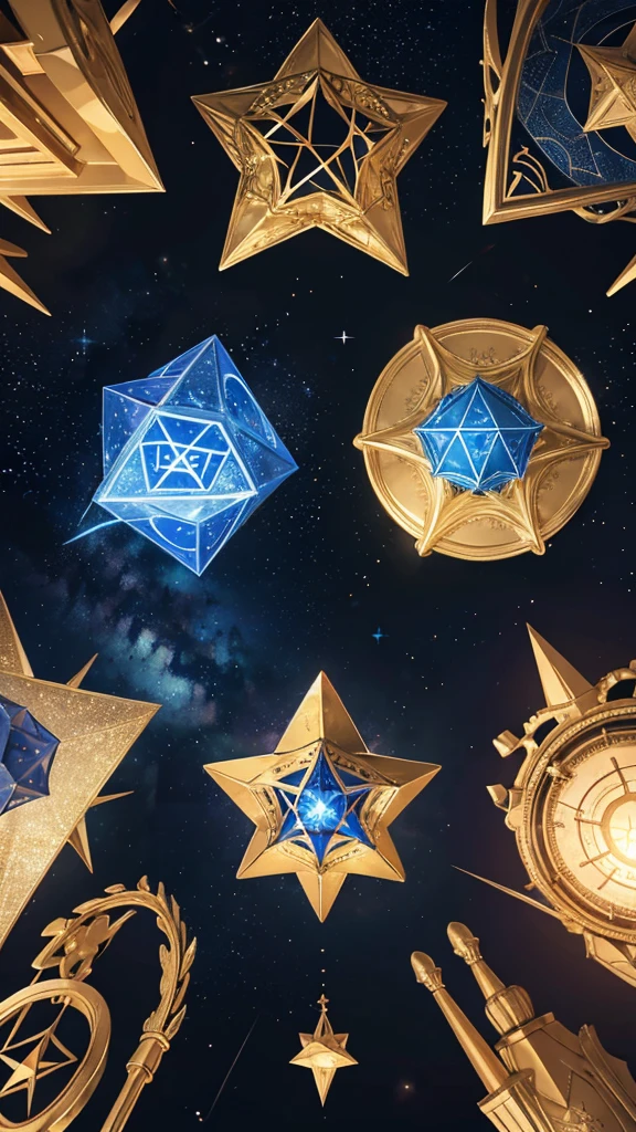 Three-dimensional Star of David. The vertex of the tetrahedron pointing upward, ends a hand's length above the head and the downward-pointing vertex of the tetrahedron, ends at a hand's length below your feet. Run a tube from the top vertex to the bottom point, through the body's main energy centers or chakras. This tube, for your body, has the diameter of the circle you make when you touch your largest finger with your thumb. It looks like a fluorescent glass tube, except that it has a crystalline structure at the ends that fit inside the two vertices of the star tetrahedron.