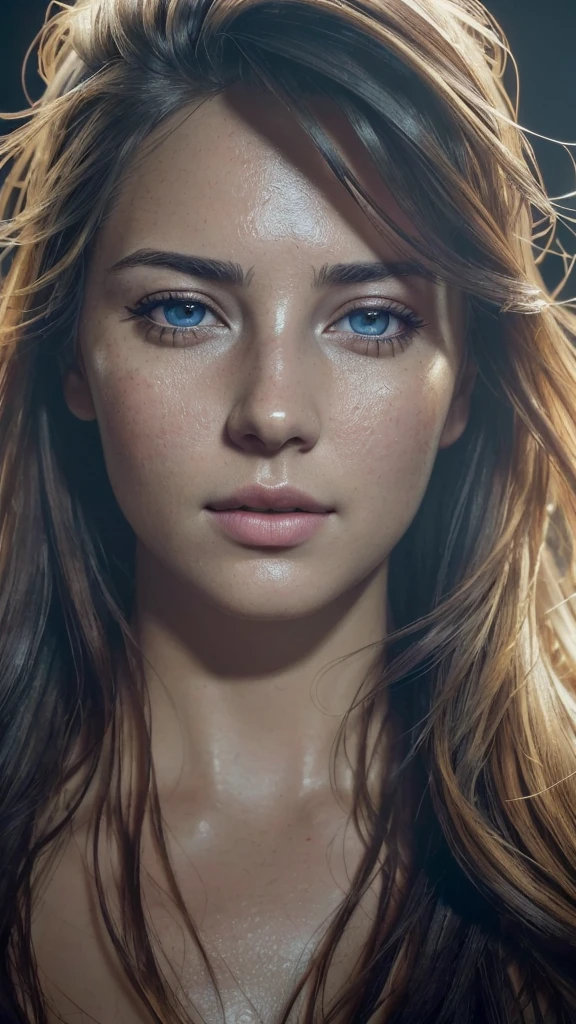 analog style, model shoot style, RAW close portrait of a 1girl, ((beautiful face: 1.7, 
perfect face:1.3)), (from above:1.2), best quality, epic (by lee jeffries photo, sony a7, 50 mm, pores:1.5, colors, hyperdetailed:1.5, film grain:1.4,
hyperrealistic: 1.5), hyper-realistic lifelike texture, masterpiece, unreal engine 5, Extremely detailed CG unity 8k wallpaper, realistic eyes,
Madly detailed photo, (ecstasy of light and shadow, deep shadow), (Winner of the Pulitzer Prize for Photography and Taylor Wessing Photographic Prize)