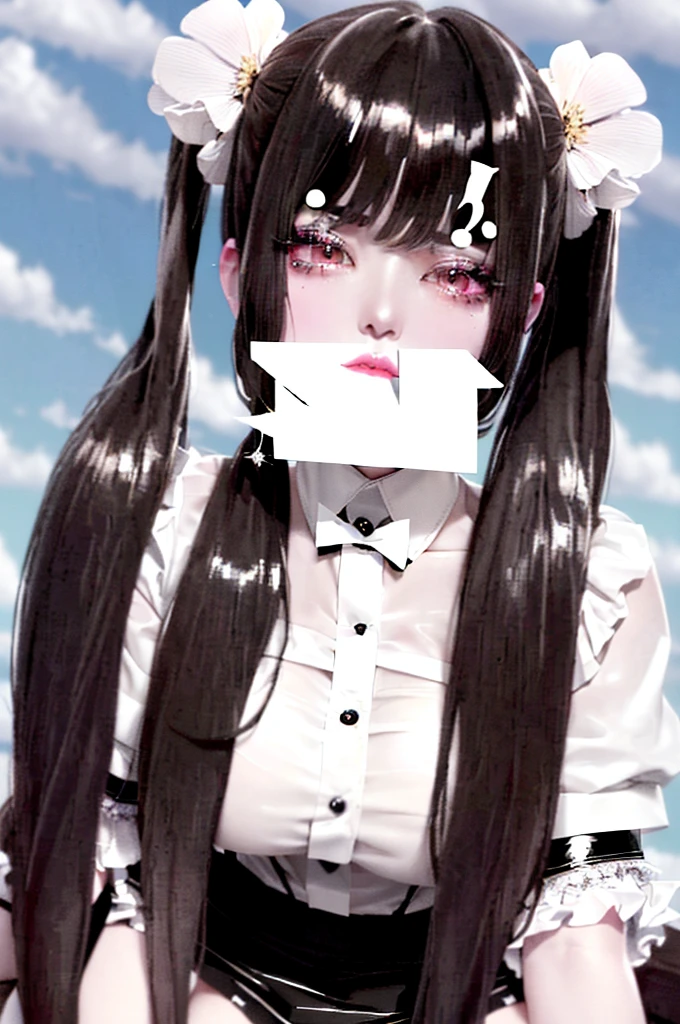 RAW, 1girl, solo, colorful, (masterpiece, best quality:1.3), (absurdres:1.3), (photorealistic:1.3), (detailed skin:1.3, detailed face:1.3), sitting, looking at viewer,
sharp focus, delicate, (beautiful cute korean_girl:1.3), (ulzzang-6500:0.2),
(huge breasts:1.3, thick thighs:1.2, narrow :1.1),
(shiny skin:1.4), light smile,
(black_very_long_twintails:1.3),(big_eyes:1.2, brown_eyes), (brown_gloss_eyeshadow:1.2), pink_lips,
white frilled shirt, beige_suspender skirt / black_pantyhose,
willow, wooden bench, flower, grass, lake, (cloudy sky:1.3), (rain:0.5),