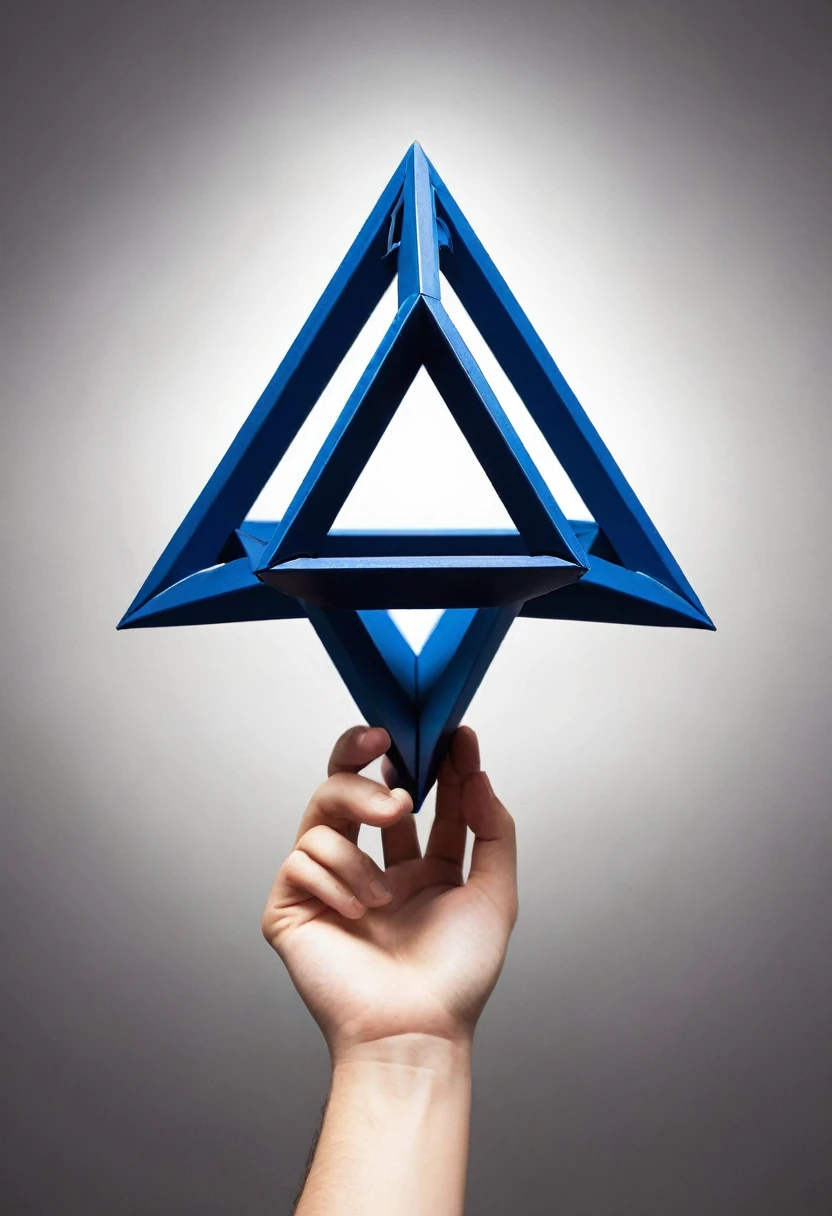 Three-dimensional Star of David. The vertex of the tetrahedron pointing upward, ends a hand's length above the head and the downward-pointing vertex of the tetrahedron, ends at a hand's length below your feet. Run a tube from the top vertex to the bottom point, through the body's main energy centers or chakras. This tube, for your body, has the diameter of the circle you make when you touch your largest finger with your thumb. It looks like a fluorescent glass tube, except that it has a crystalline structure at the ends that fit inside the two vertices of the star tetrahedron.