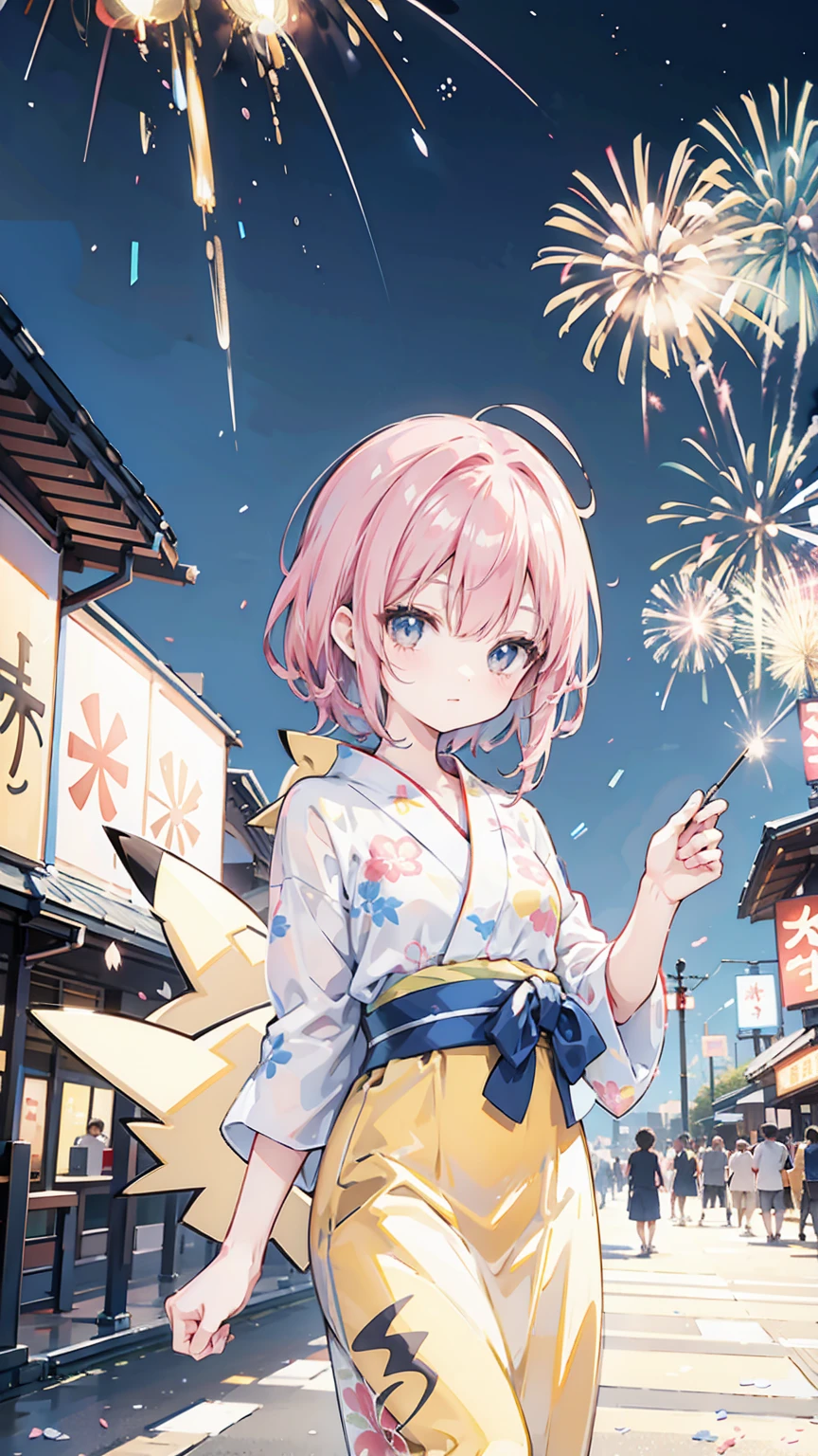 Pikachu、Personification、yukata、Fireworks Festival Venue
