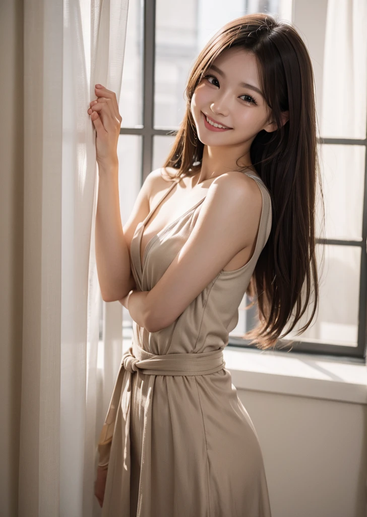 Diffuse lighting、 Highest quality, High resolution, unity 8k wallpaper、Supersaturation, Japanese、1 female、23 years old、Highest quality、8k、超High resolution、Clear photos、Professional Lighting、adult、Long Hair、smile、Ultra slim、Tight waist、Slender body、Childminder、kindergarten teacher、Brown Hair、I&#39;m working、Upper body close-up、
