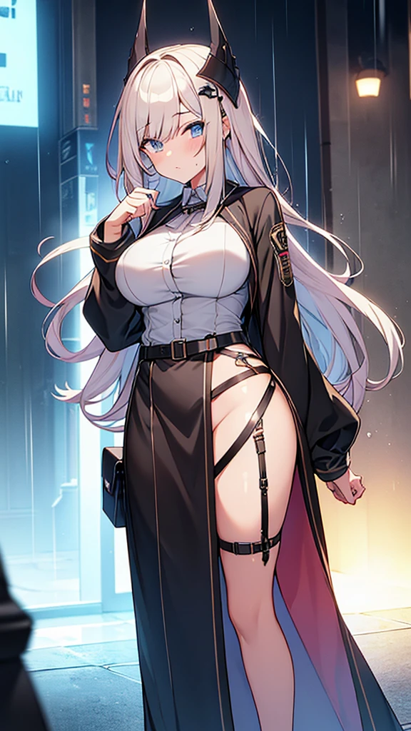 One girl, 18-year-old, Mix 4, (32k, RAW Photos, Highest quality, masterpiece:1.2), (Anime-like, photoAnime-like:1.37), cute, night, rain, Humidity, Professional Lighting, Photon Mapping, Radio City, Physically Based Rendering, Super Resolution, (Big Breasts:1.2), {{The biological weapon that had preyed on the younger sister took her place and reunited with the older brother.}}, Girl Skull, whole body, NSFW
