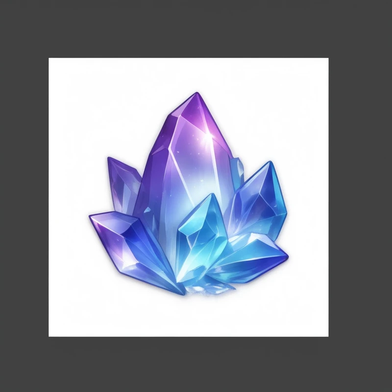 a blue and purple crystal on a white background, crystall, crystalline!!, ashes crystal, crystal material, Frost Accelerator, Telegram Stickers, magical crystals, crystalline skin, crystalized, crystals, Game Icon Assets, Heartstone original art style, crystal, crystal formation, crystal shards, selling a gem, made of crystals, crystalline rock, crystallic