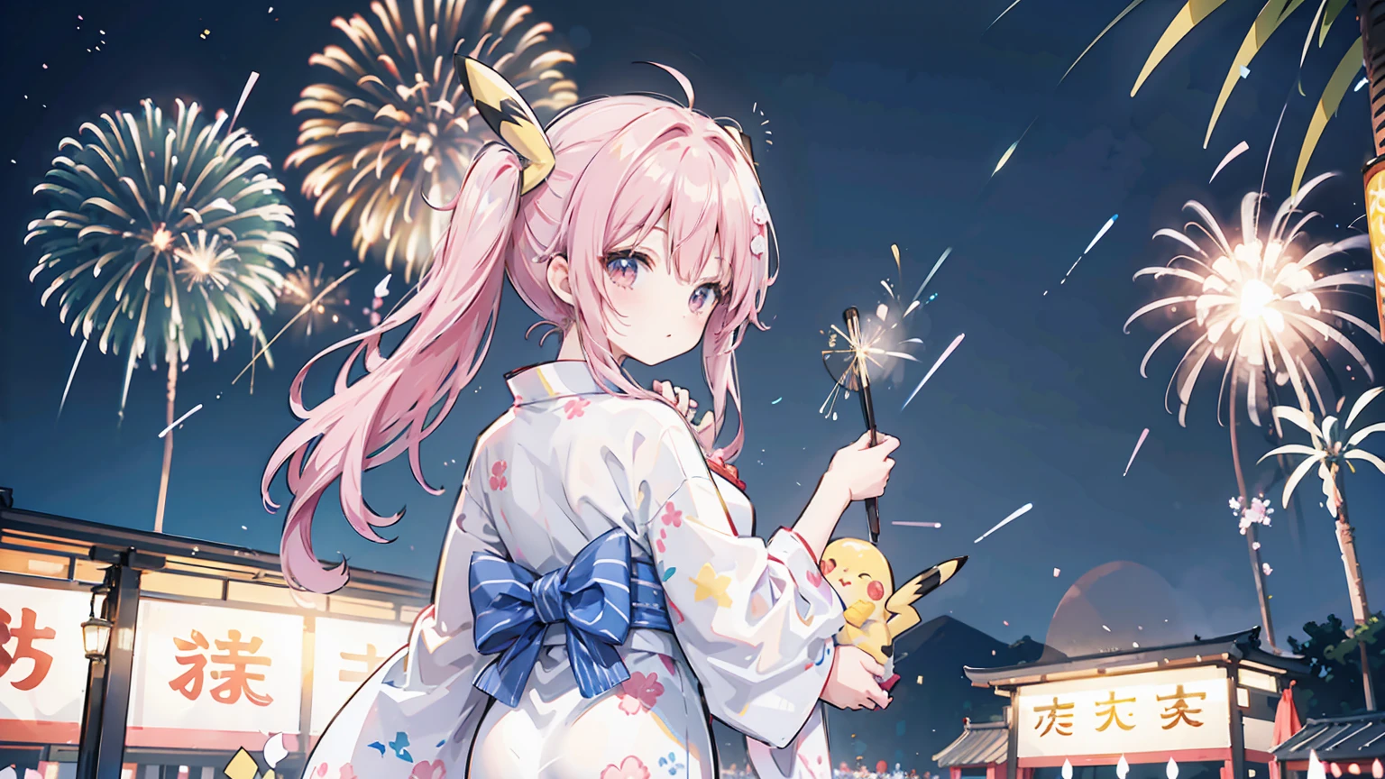 Pikachu、Personification、yukata、Fireworks Festival Venue