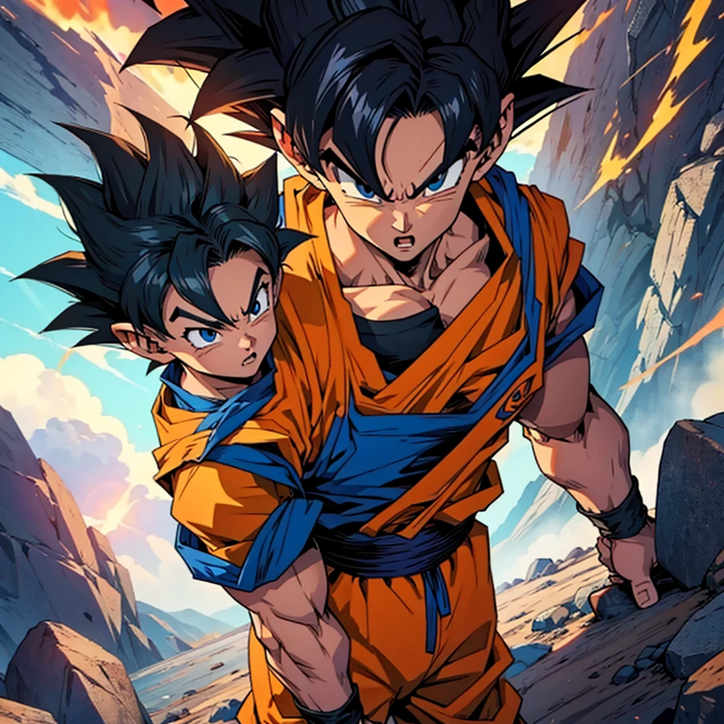 big image, dragonball, Goku, in an apocalyptic world 