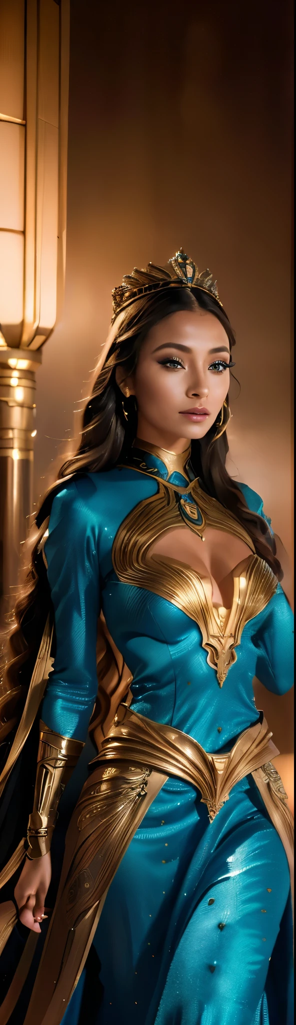 a beautiful girl, (princess Irulan from the movie Dune, sci-fi,space,futuristic), (writing her diary), detailed face, beautiful eyes, long eyelashes, detailed nose and lips, detailed skin, flowing hair, crown, ornate dress, elegant pose, dramatic lighting, cinematic composition, photorealistic, high resolution, 8k, masterpiece