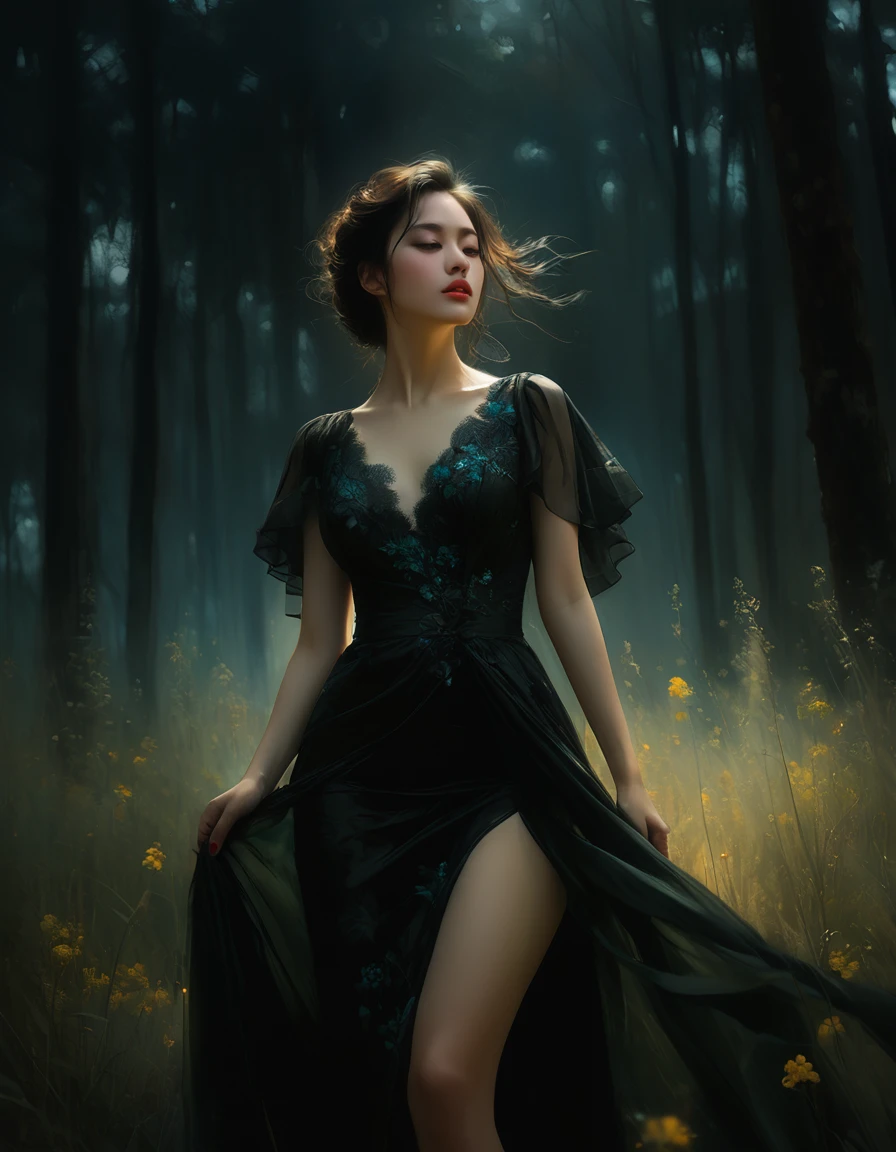 ((Masterpieces with up to 16K resolution):1.6),((soft_color_photograph:)1.5), ((超detailed):1.4),((Cinematic stills and dynamic angles):1.3) | ((Double contact):1.3), ((恐ろしい黒いdie神のシルエット効果):1.2), ((Superimposed on a beautiful woman):1.1)《Dark forest sky》Agnes Cecil, Jeremy Mann, Oil and ink on canvas, Awesome dark art, Super dramatic light, photographイラスト, Amazing depth, the Ultra-detaileded, 虹colorの黒, Additional Dreams, intricately detaileds, Amazing depth, Great atmosphere, attractive, An unusual and vibrant landscape, ((die神鎌):1.1), Maximalism ((that'It's Beautiful Outside, It's ugly inside, Pressure and pain, Beauty and despair, hard and soft, positive and negative, Hot and cold, sour, Lively but boring, perfectionな調和, Light and shadow, Young and old, Black and White, Corresponding color, noise々Quiet and peaceful, Chaos and Peace, die):1.2) A complex masterpiece from the leader in real-time engineering. | Rendered in Ultra-high definition with UHD and retina quality, this masterpiece ensures anatomical correctness and textured skin with super detailed. Focus on high quality and precision, This award-winning work is、Capture every nuance in stunning 16K resolution, Captivate your audience with vivid images. | ((perfection_composition, perfection_design, perfection_Layout, perfection_detailed, Ultra_detaileded)), ((Strengthen_all, repair_all of)), learn more, Strengthen.