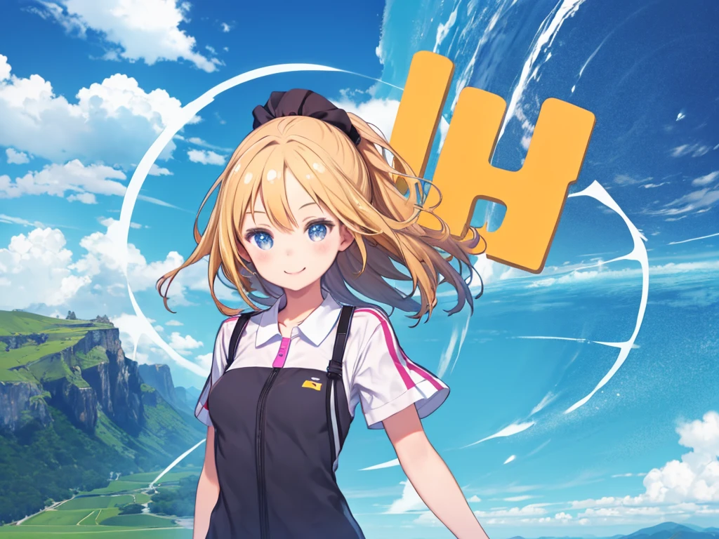 One Girl、Windows XP Background、smile、Upper Body、