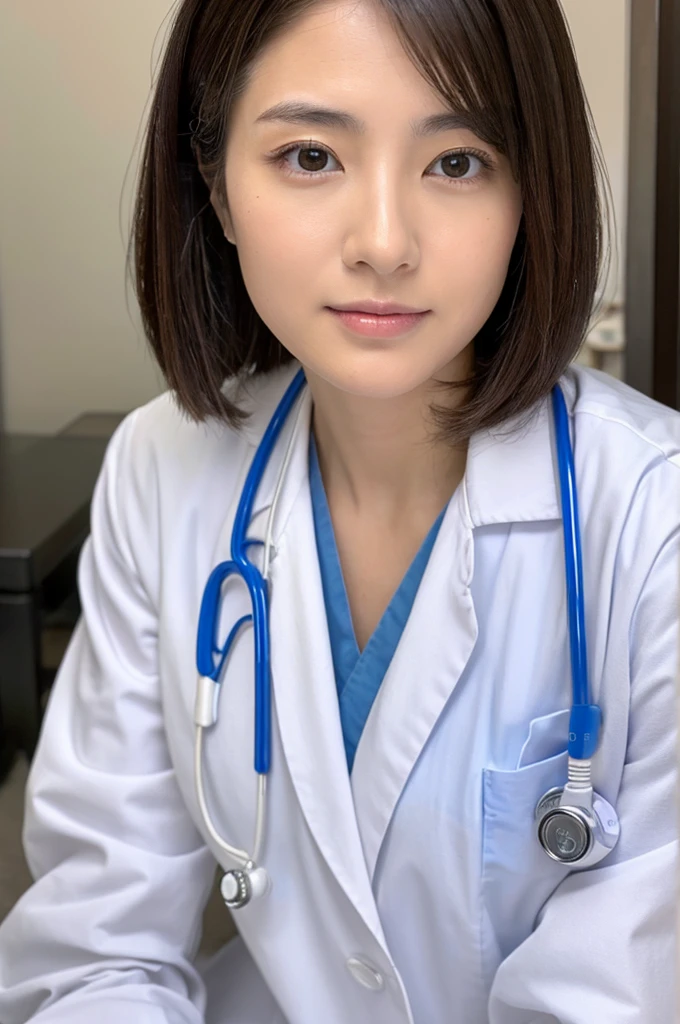((Highest quality)), ((masterpiece)), (detailed),Perfect Face,Japanese,Female doctor,White,systemic