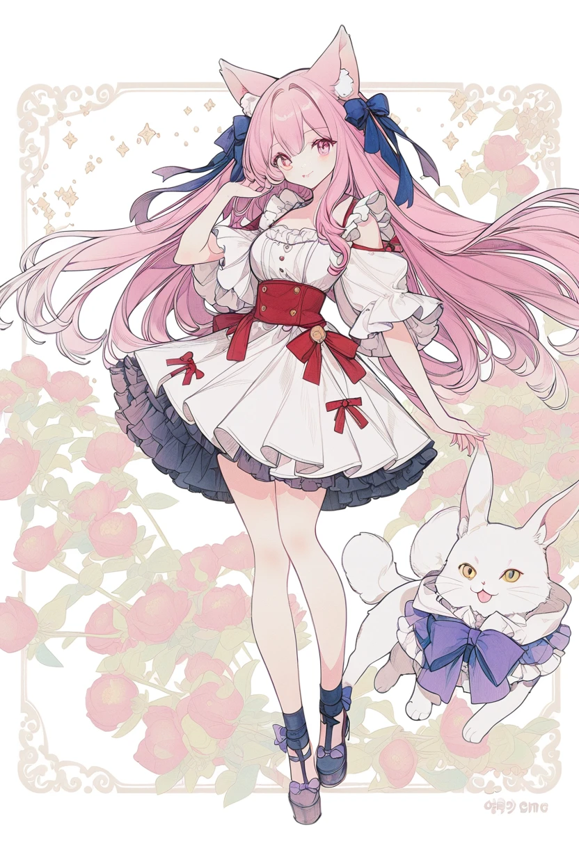 Long pink hair、Anime girl holding a white rabbit, Cute anime girl in a beautiful skirt, anime art wallpaper 8 k, Anime Wallpaper, Anime style 4k, Anime Art Wallpaper 4K, Anime Art Wallpaper 4K, Beautiful anime style, Beautiful anime girl, long hair anime girl, very beautiful anime cat girl, Cute anime girl, Anime Wallpaper4K