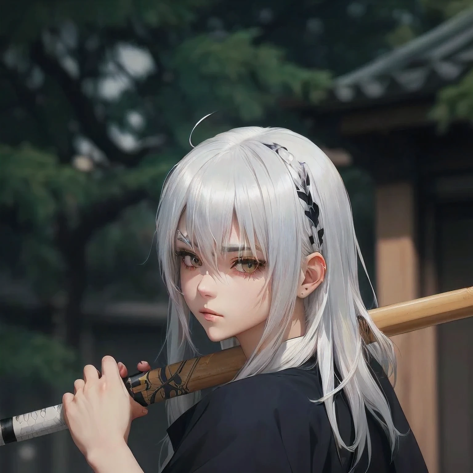 anime girl with long white hair holding a baseball bat in front of her face, white haired deity, anime style 4 k, badass anime 8 k, girl with white hair, white haired, perfect white haired girl, anime style. 8k, silver hair girl, anime character, girl silver hair, white-haired, female anime character, portrait of an anime girl