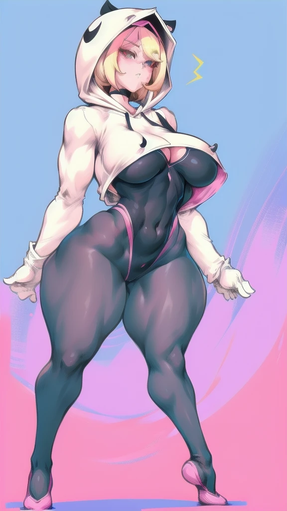 full body in image, full naked woman, full naked body, (feet on image), naked body, simple hair, female body, curvy body, large hips, beautiful woman, thicc body, big thighs, voluptuous body, full thick body, dinamic pose, curve body. detalied pose, body, simple background, expressive face, focus on face, line art, sketch, Full body image of Gwen Stacy as Spider-Gwen, full body in image, wearing her original Spider-Gwen outfit (white, black, and pink hooded suit with web patterns on the inside of the hood, white gloves, and blue ballet shoes), short blonde hair with the hood partially down, female body, slender and athletic body, dynamic pose, detailed pose, simple background, expressive face showing determination, focus on face, line art, sketch