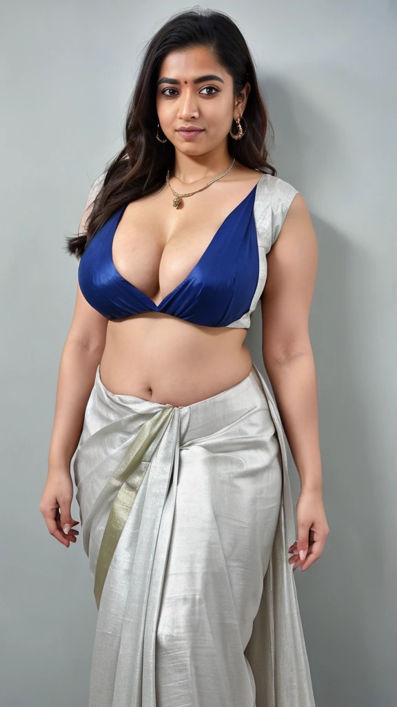  a woman round neck blouse and saree, round face,fair skin, beautiful face, angle face,big cheeks, curvy, swooping breasts, deep cleavage, open arms, sexy armpits,big penis, nipples, ass, necklace, (cinematic:1.3), woman in round neck blouse and saree leaning against a wall with a blue carpet, full body photogenic shot, wearing a round neck blouse and saree, wearing an round neck blouse and saree, wearing a round neck blouse and saree, in front of round neck blouse and saree, wearing a round neck blouse and saree, wearing round neck blouse and saree, in a silver silk robe, pr shoot, doing an elegant pose, full body portrait shot,