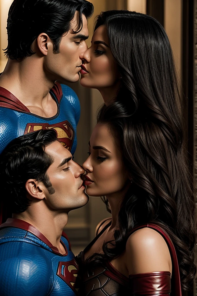 Superman and Catwoman kissing 