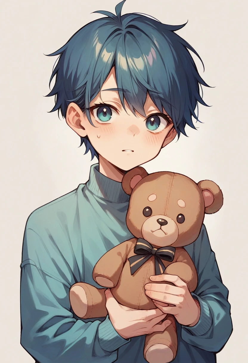A little boy holding a teddy dog