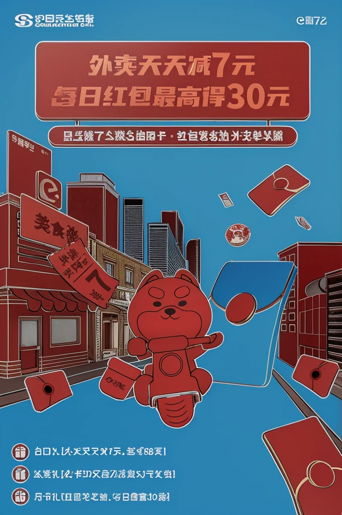 Street delivery red envelope shop building blue sky HD