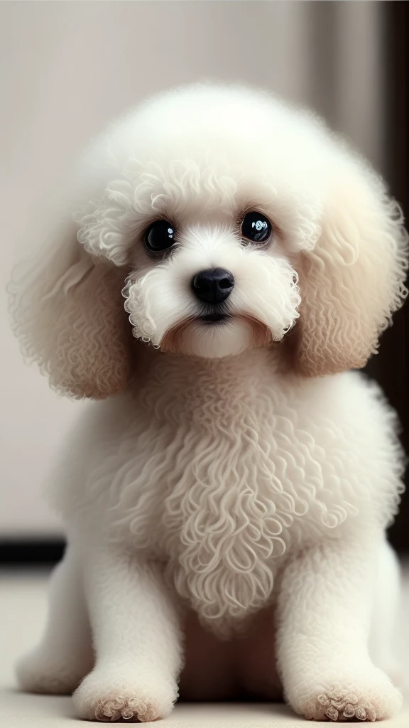 Cute, White, Big-eyed, toypoodles, , Short legs, Black nose, tiny ears, Curly hair