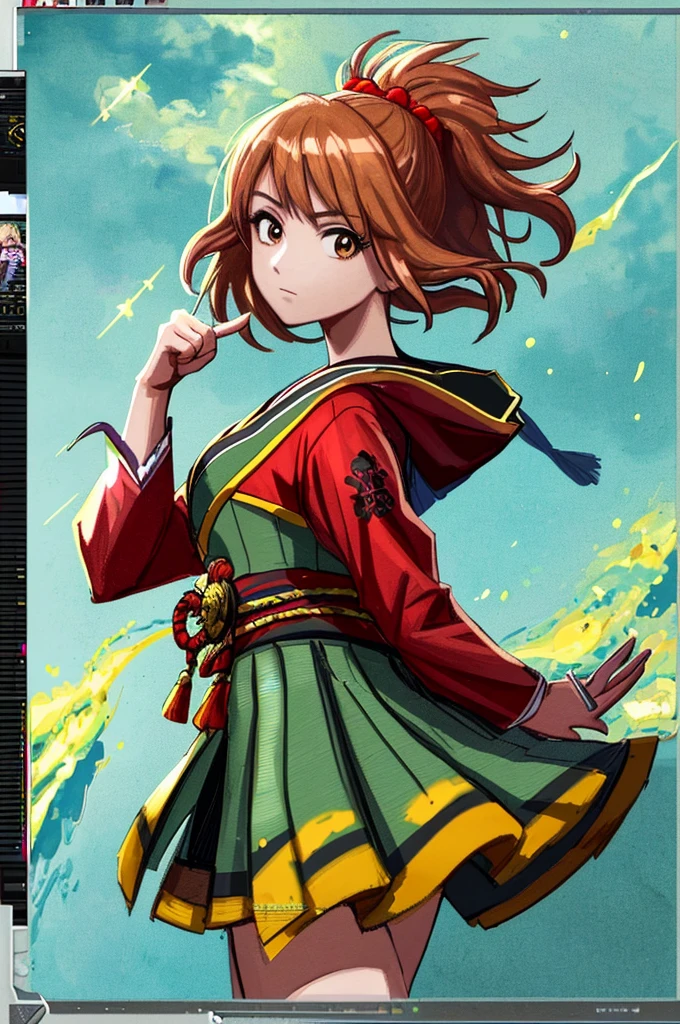 Highest quality,High resolution, ((Haruka Amami)) ,((Idolmaster)) ,Two knots,(fan),One person,warrior,(Red_coat),kimono,woman,One personで,Xenoglacia,strongest,Anime Style,(Milky Way_background),(Limbs),(Full Finger),(Accurate fingertips), (The finer details), (Super detailed),(Japanese sword:),4K,(high resolution),whole body, (Front angle), Looking at the camera,masterpiece,(Subtle details),(Intricate details),Octane Rendering,(Hyper Detail),