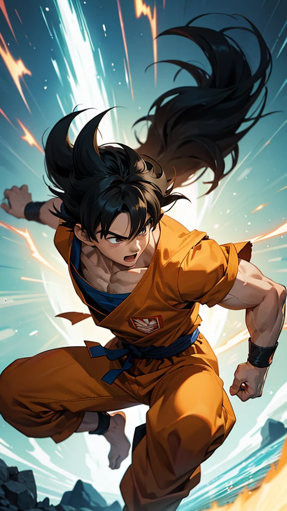 Son goku, super saian 2, realistic, full of energy