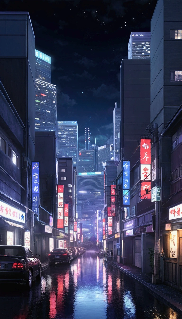 [Create a beautiful night cityscape inspired by the style of Sui Ishida&#39;s Tokyo Ghoul.]