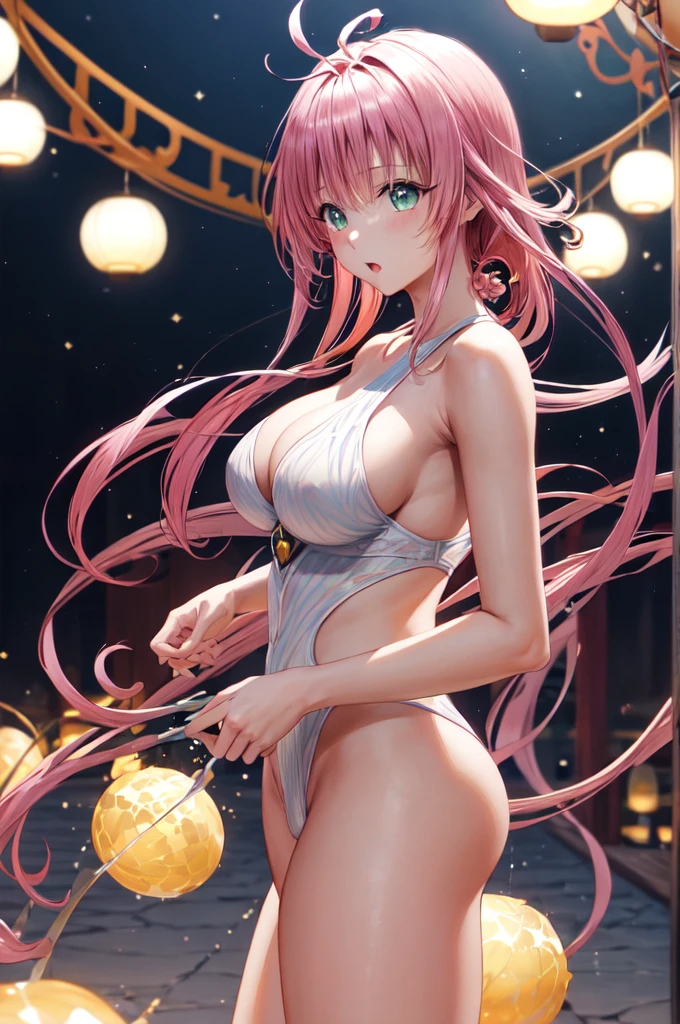 (masterpiece),(Highest quality)、(Very detailed)、(Extremely detailed CG)、(Very delicate),(Perfect lighting),(8K)、(Dynamic Angle)、(Clear images)、Vibrant colors,woman、masterpiece、Highest quality、Written boundary depth、Cinema Lighting、masterpiece、Highest quality、Very detailed、colorful、Vibrant、Large Breasts、Thighs、mature woman、alone、(masterpiece、Highest quality、High resolution、Anime Screen Capture、anime color)、(Perfect Anatomy、Beautiful attention to detail、Beautiful detail body、Beautiful breasts、Shiny)、Sexy mature anime woman standing outside in a swimsuit、((High leg ))、performer、View your audience、side bangs、Pink Hair、The eyes are round、Long Hair、side bangs、Large Breasts、Large Breasts、