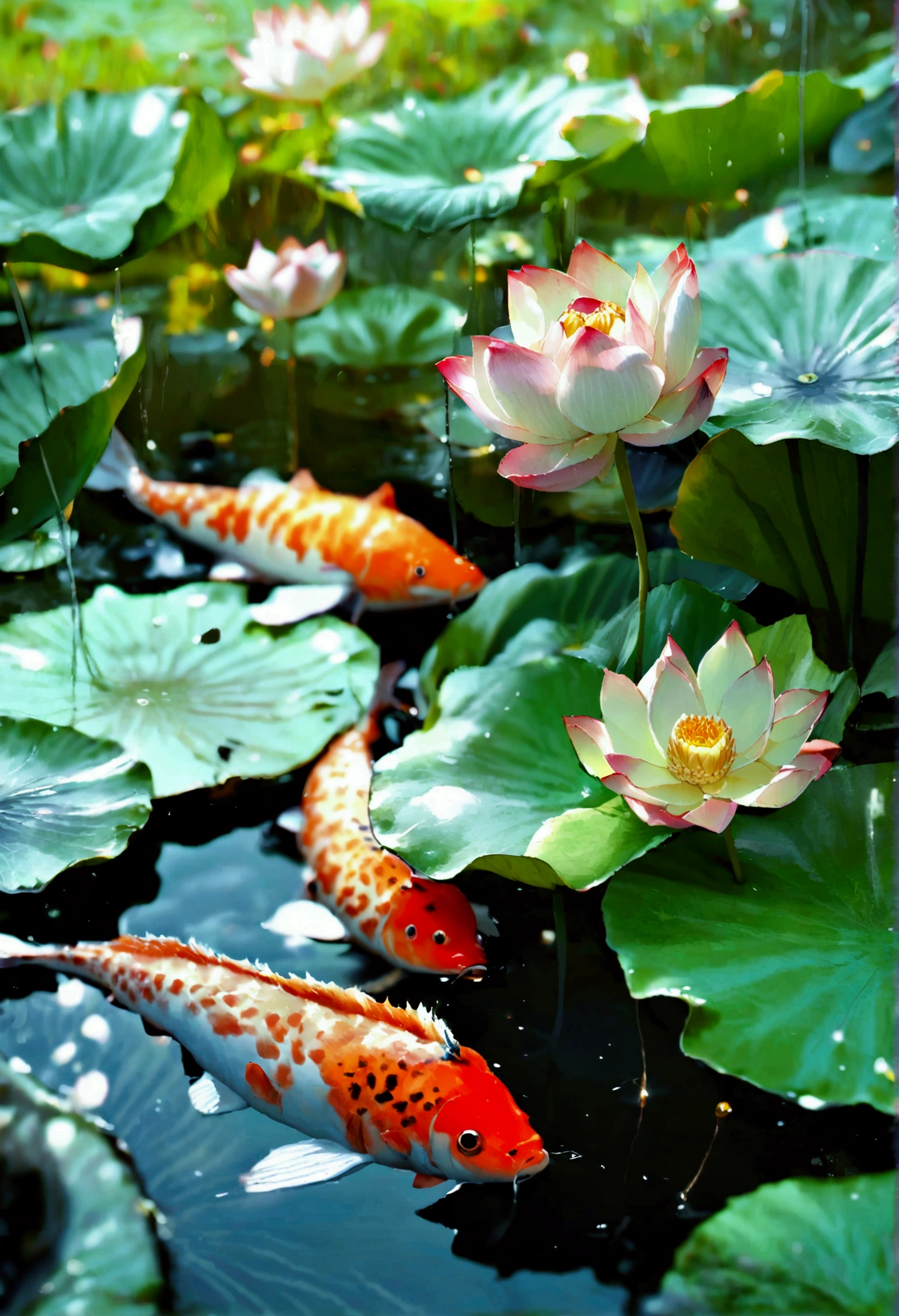 Lotus Pond,Lotus,Lotus Leaf,Lotus pod,Koi