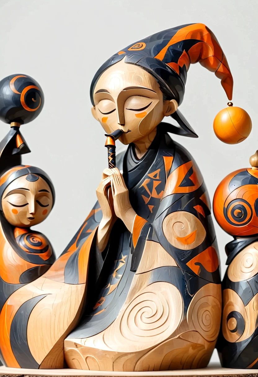 (Minimalist:3),(angular, wood block.),3D,wooden ornaments,modern art,(simple structure:1.5),polished,(log color:2),wooden sculpture,wooden decoration,handmade,three-dimensional,lovely,woodwork,
There is a wizard figurine holding a wand and ball,a cute and interesting wooden figurine,wooden art toys,art toy collection figurine,3D clay figurine,antacid character,male wizard,wizard holding a cage,sad wizard,wizard smoking pipe,wooden art toy on the base,