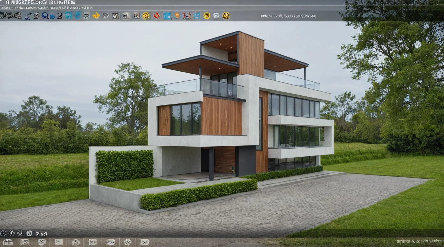 Raw photo,Masterpiece, high quality, best quality, authentic, super detail,
exterior, outdoors, house style modern on the street, glass windows, gate, wooden ceiling,
road,pavement, trees, sky, cloud, (daylight:1.1)