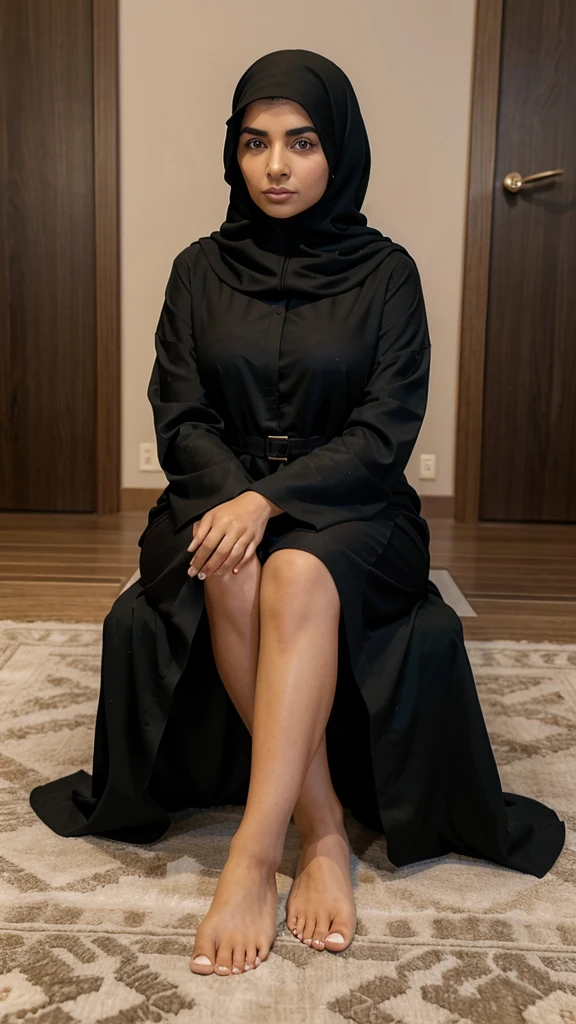 woman sitting , ameera al taweel, african ameera al taweel, femme, arab ameera al taweel, ameera al-taweel, arab ameera al-taweel, woman in black robes, inspired by Maryam Hashemi, elegant lady, wearing black robe, feet pic, only feet, under deck