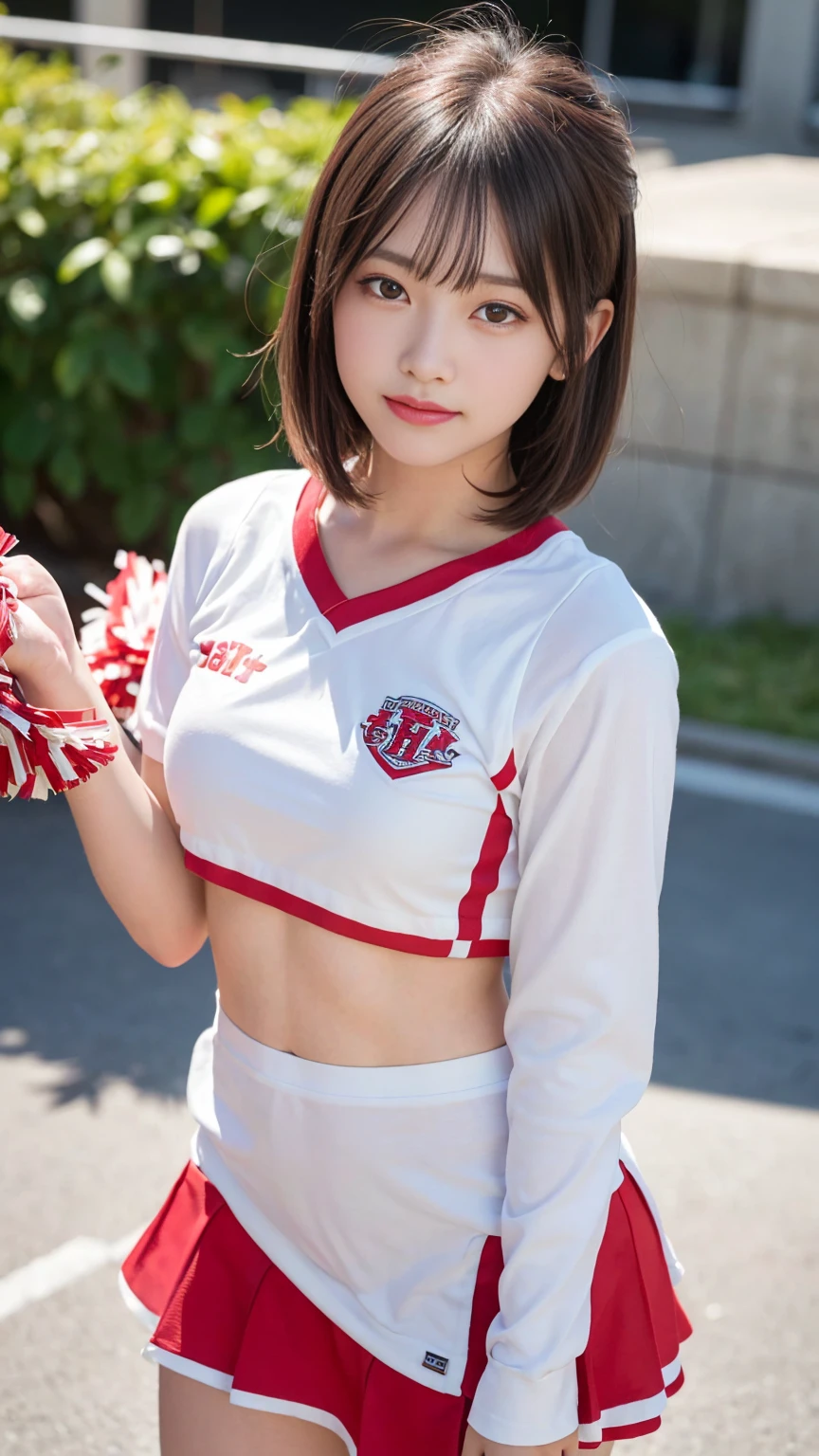 (8k, RAW Photos, Highest quality, masterpiece:1.2), Super detailed, 超High resolution, High resolution,(Realistic, photo Realistic:1.4),Depth of written boundary, Realistic shadow, Caustics, Natural Shading, Photon Mapping, Fine-grained, Perfectly focused,
break
cinematic lighting, Soft lighting, High resolution, Sigma 24mm F/2.8, ISO400, 1/125 second shutter,Very delicate and beautiful, Very detailed, 8k wallpaper, wonderful, In detail, Large file size, Very detailed CG, unity 8k wallpaper, Official Art, Perfect artwork, Production art,
break
((Beautiful attention to detail, Natural color lip, Soft white skin that shines in every detail, 18-year-old)), 1 girl, alone, blush, Ample breasts,
break
short hair, Pink Hair, fluffy bob cut,
break
eyebrows visible through hair, Open your mouth, smile,
break
(Cheerleader:1.3), mini skirt, Red Bow,
break
looking at viewer,
break
jumping