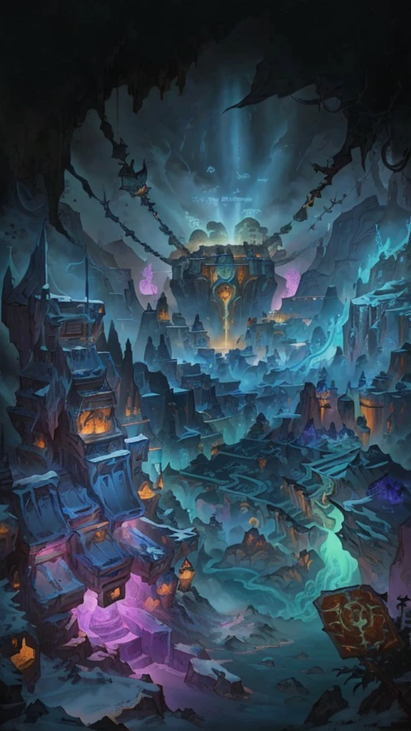 A cartoon image of a cave with many items, blizzard Hearthstone concept art, Hearthstone concept art, odin's stone Arena Background, background technologywork, background technology, World of Warcraft art style, Hearthstone Art, in Hearthstone Art style, Hearthstone Artwork, Hearthstone Art style, hearthstone style art, Arena Background, fantasy Hearthstone Art style, Kingdom of Light Background, Hearthstone Splash Art,Chain