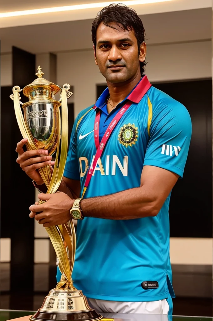 2024 ms dhoni with T20 World Cup trophy image 