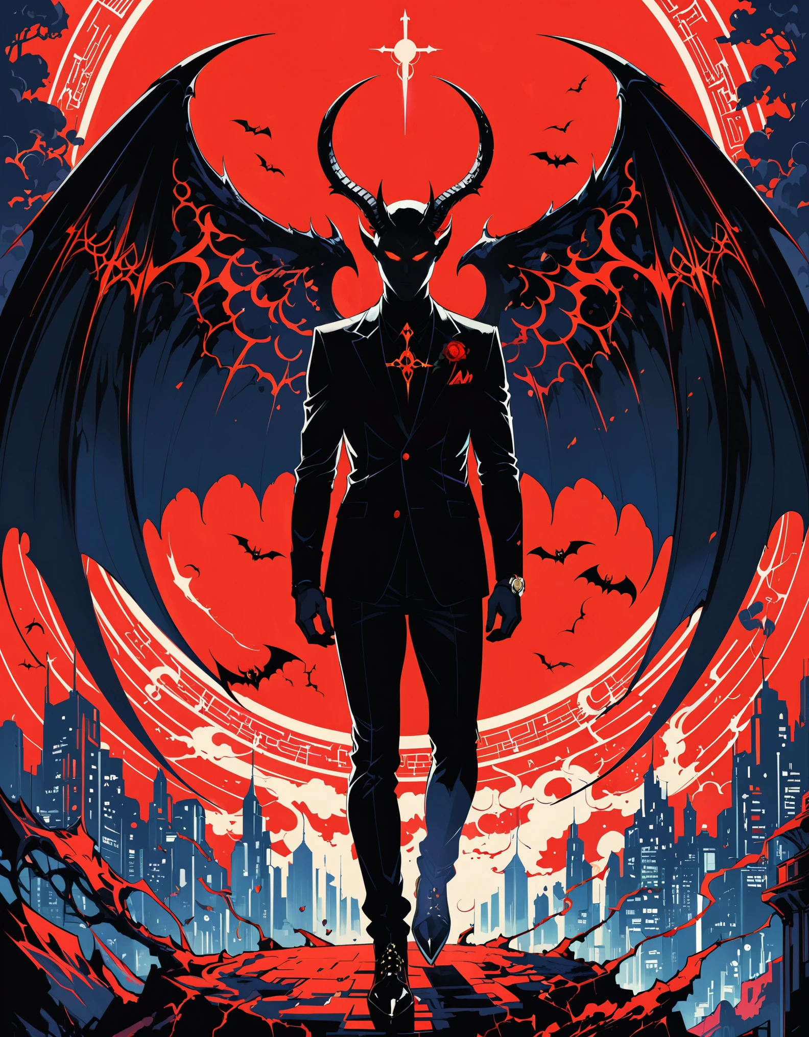 in style of Kilian Eng,Satan,