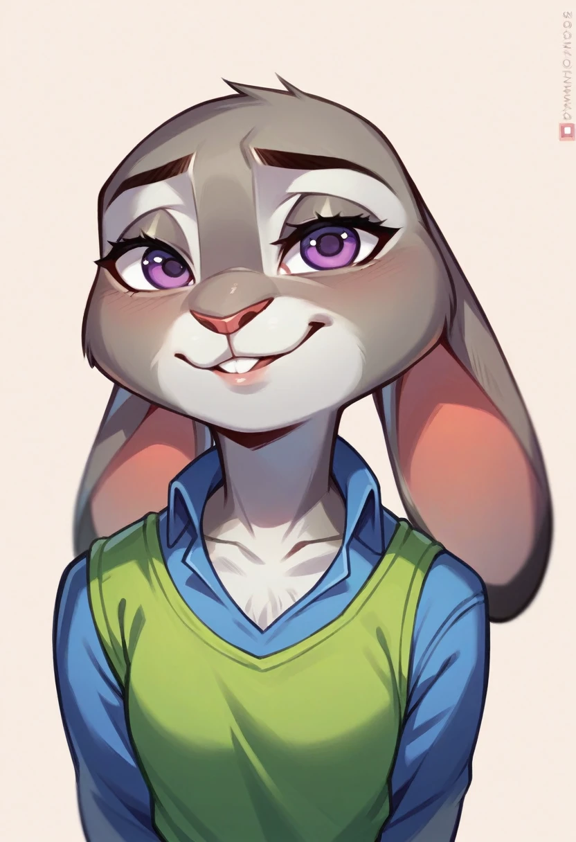 Anthropomorphic rabbit，Character setting，Ultra-detailed graphics，Delicate face，Strong color contrast，Darker color，Blue, green and white