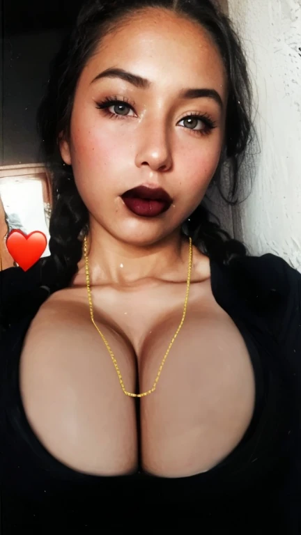whore sucking a cock, neckline, huge breasts, braids