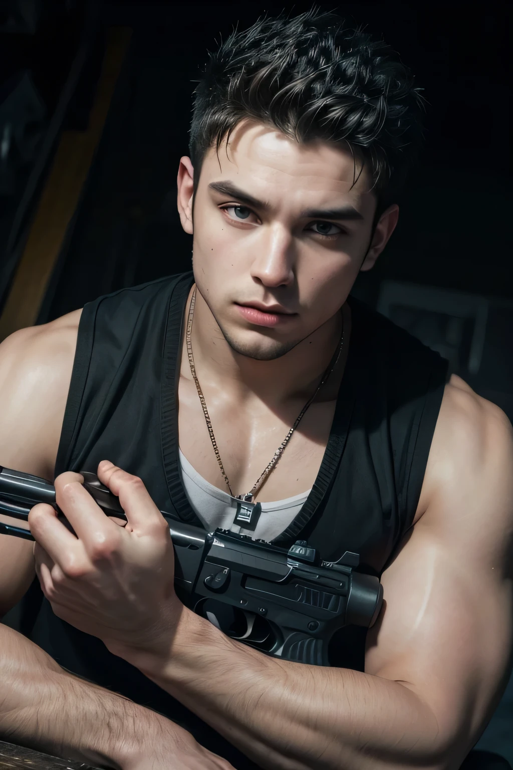 gif Dominic Santoro handling gun