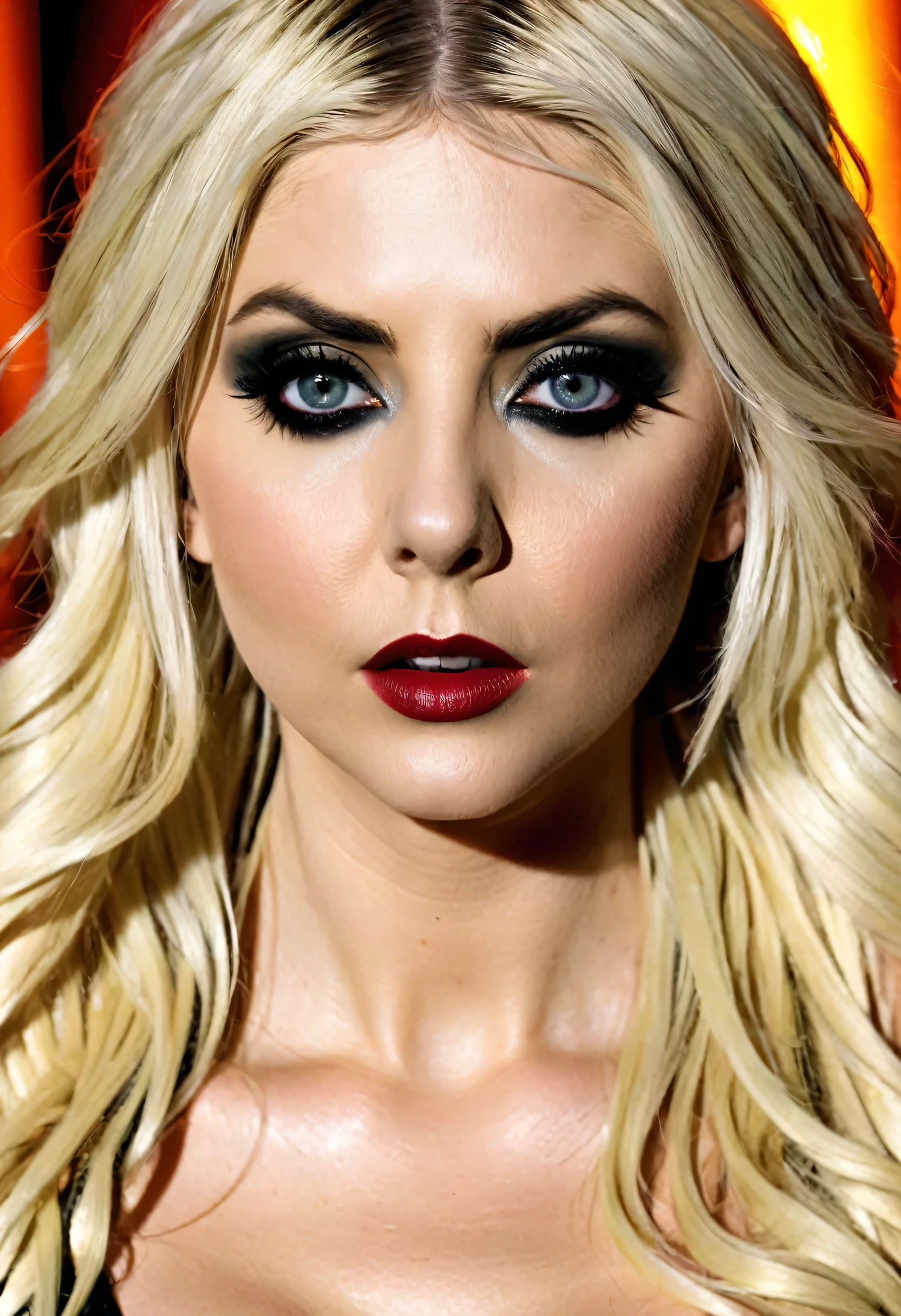 Holly Willoughby copies Taylor Momsen down to the minutest detail, clothed in identical attire, hairstyle, and makeup, scene-stealing re-enactment of the 'Going to Hell' music video by The Pretty Reckless, attention to thread and hair meticulous, facial expression held under soft illumination, dramatically positioned, textures dramatically vivid, eyes treated to spectacular views, impeccable impersonation, UHD drawing