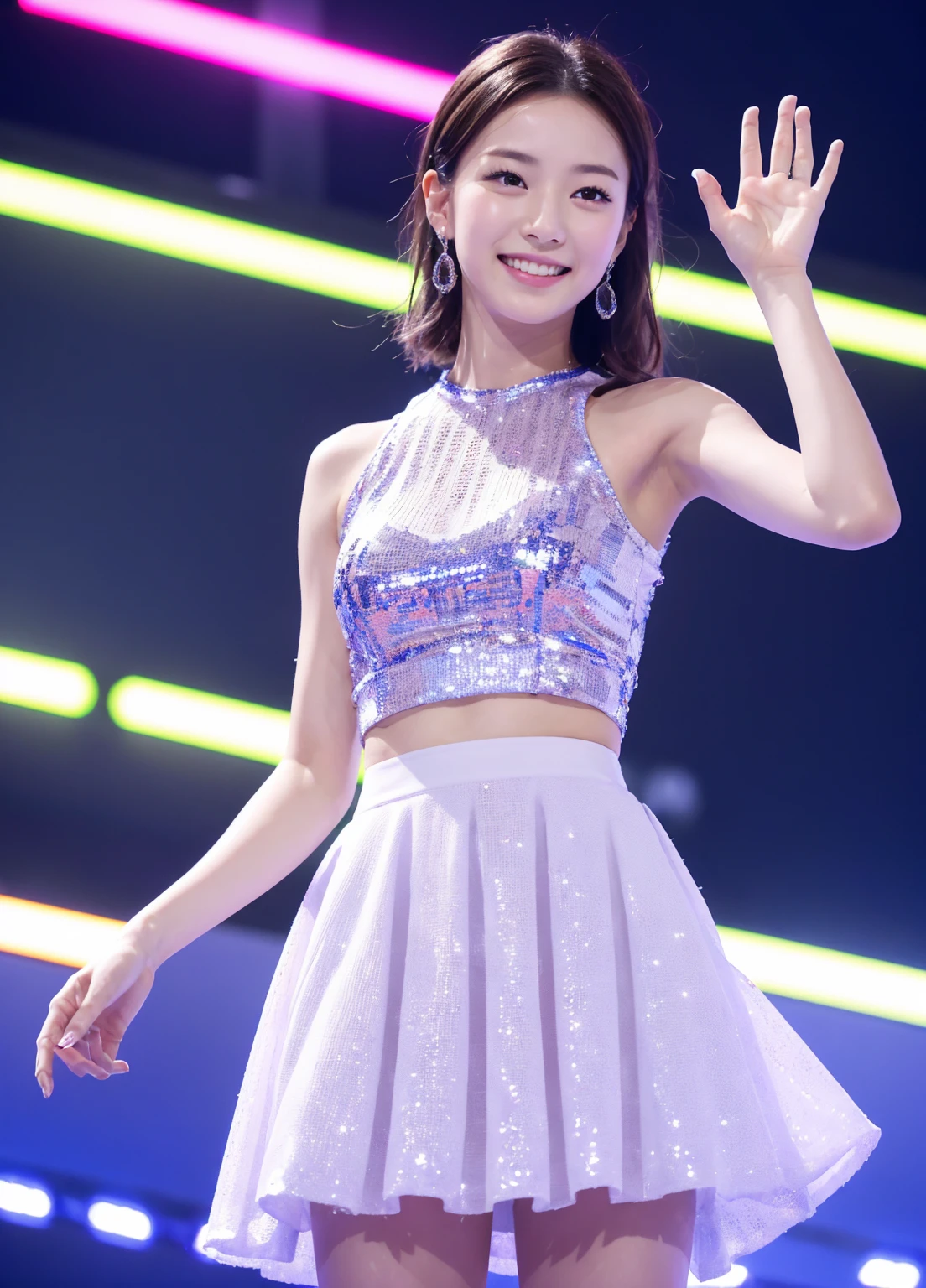 masterpiece,Highest quality,taller than,   One girl, (announcer),Raise your hand、Underarm