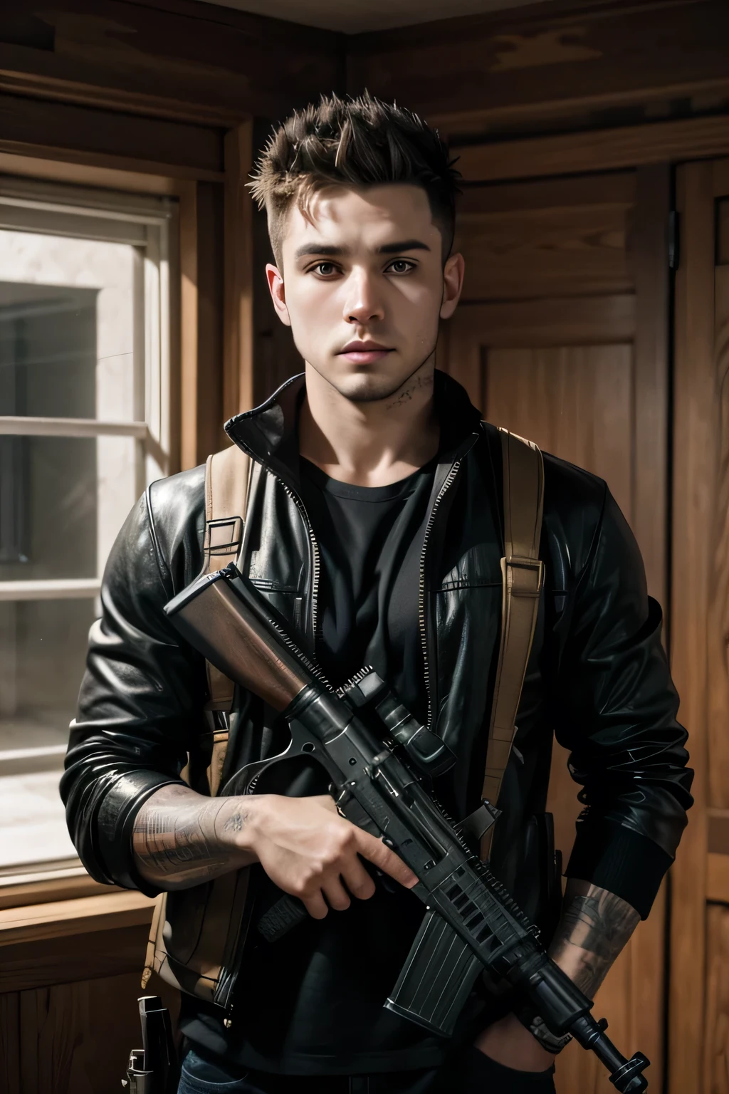 Dominic Santoro with gun in hand