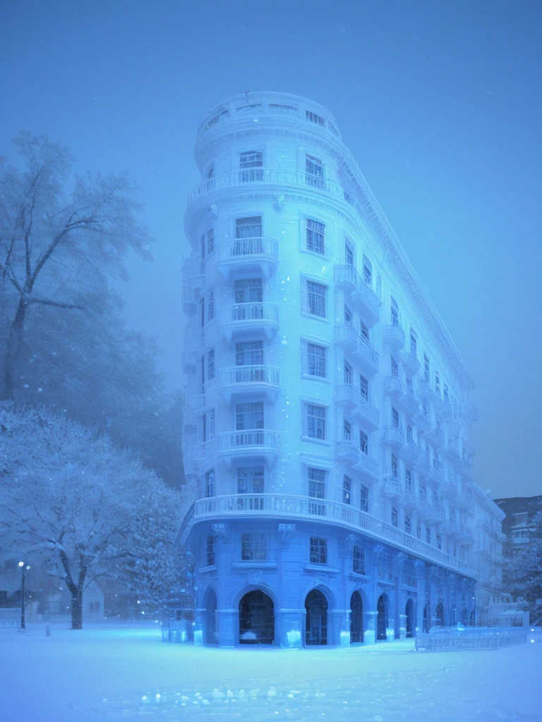 made of blue ice,snow