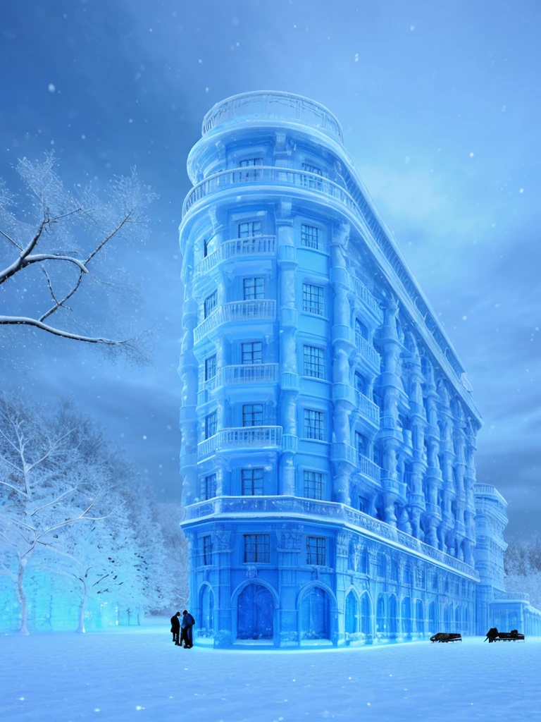 made of blue ice,snow