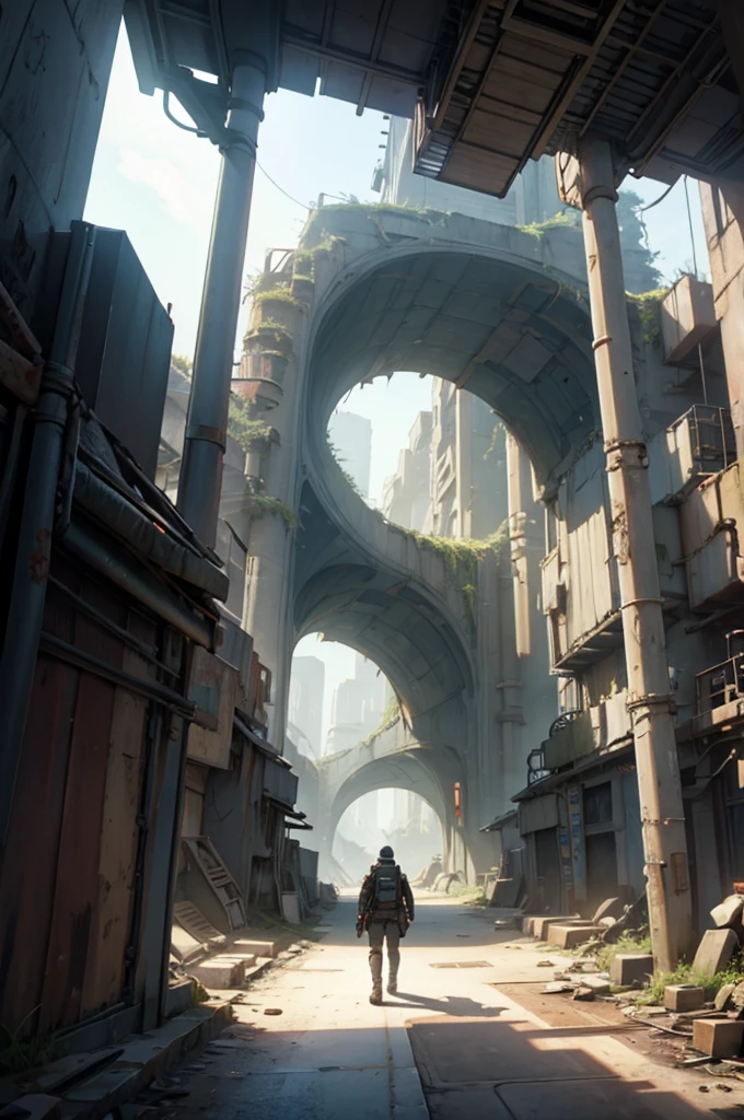 Futuristic, post-apocalypse, massive underground city
