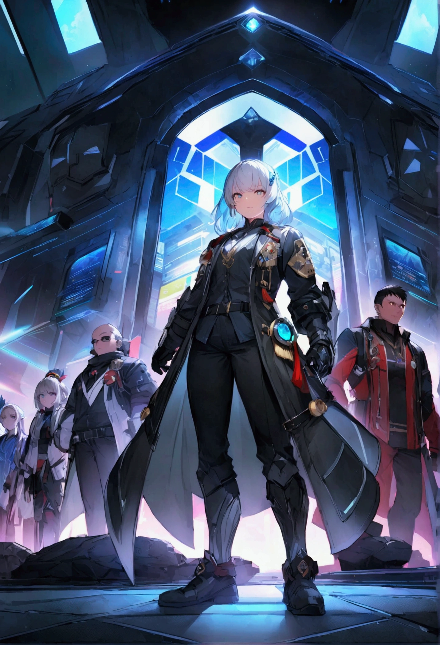 Create an ultra-detailed, high-quality anime-style artwork of a heroic gamer character in a futuristic gaming environment. The character, named "Yan," is at Level 60 and part of the guild "LGT." They have a heroic emblem of 17 and a rusher rank of 10. The setting is a sleek, digital interface showcasing various achievements and badges, including "Season 40," "4  Old," and several high-level ranks (Lv.26, Lv.130, Lv.137, Lv.119, Lv.101). The background features a dynamic, tech-inspired design with holographic elements and vibrant colors. The character should have a confident and determined expression, wearing advanced gaming gear with a touch of Indonesian cultural elements. Include the text "Izin off eregsi berat" subtly integrated into the scene as a signature element.