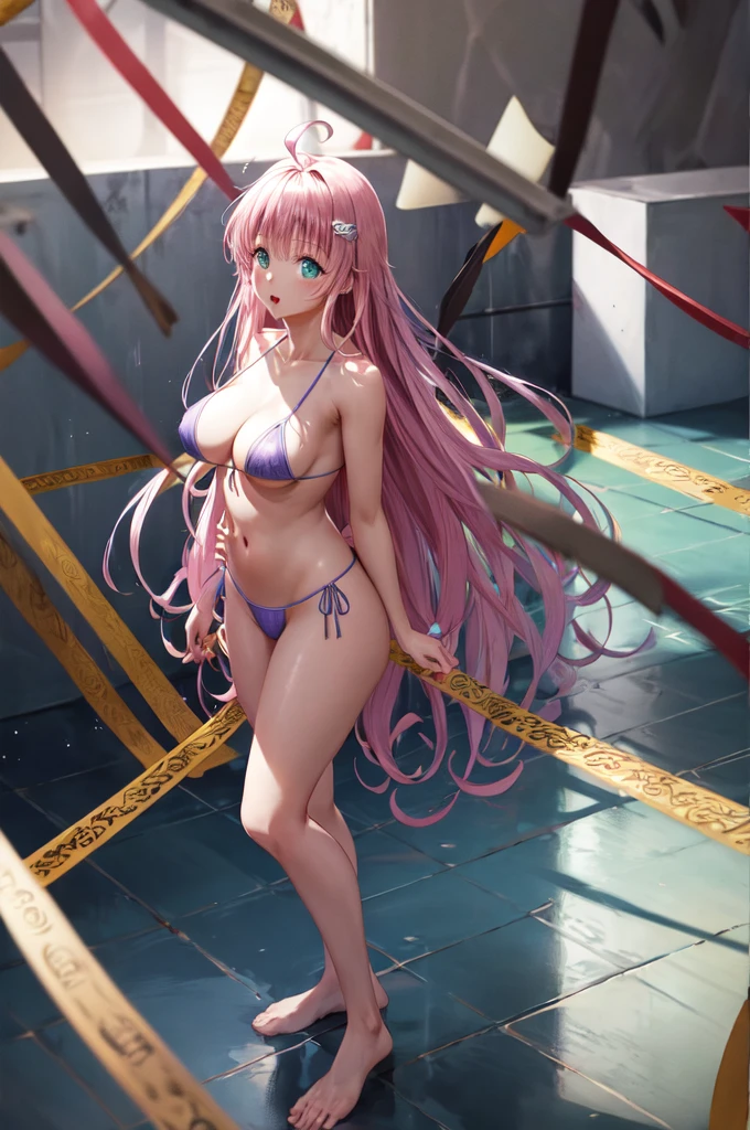 (masterpiece),(Highest quality)、(Very detailed)、(Very detailedなCG)、(Very delicate),(Perfect lighting),(8k)、(Dynamic Angle)、(Clear images)、Vibrant colors, woman、masterpiece、Highest quality、Written boundary depth、Cinema Lighting、masterpiece、Highest quality、Very detailed、colorful、Vibrant、Large Breasts、Thighature woman、alone、(masterpiece、Highest quality、High resolution、Anime Screen Capture、Anime Color)、(Perfect Anatomy、Beautiful attention to detail、Beautiful detail body、Beautiful breasts、Shiny)、Sexy mature anime woman standing outside in aswimsuit、((Micro Bikini))、performer、View your viewers、Side bangs、Pink Hair、The eyes are round、Long Hair、Side bangs、Chest