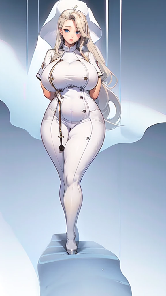 ((blank background)), masterpiece, best quality, silver hair, (curvy:1.7), (massive breast:1.5), ((full body framing)), (long legs:1.6), symmetry, nurse woman, nurse uniform
nurse cap