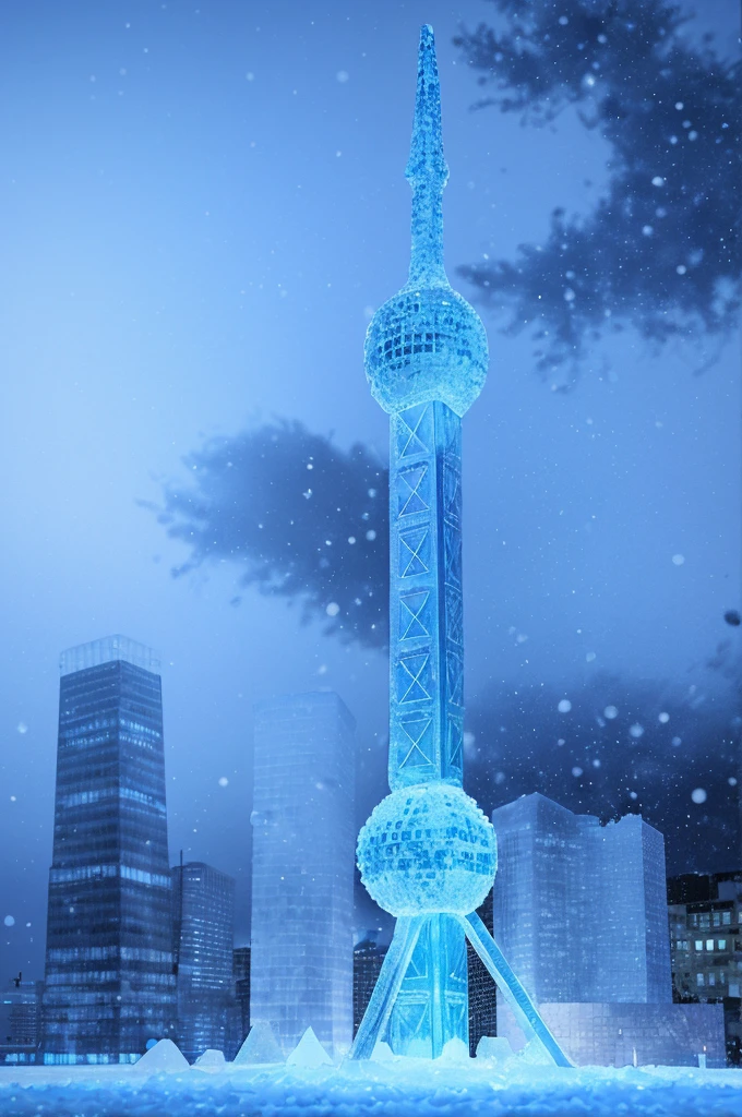 made of blue ice,snow,crystal