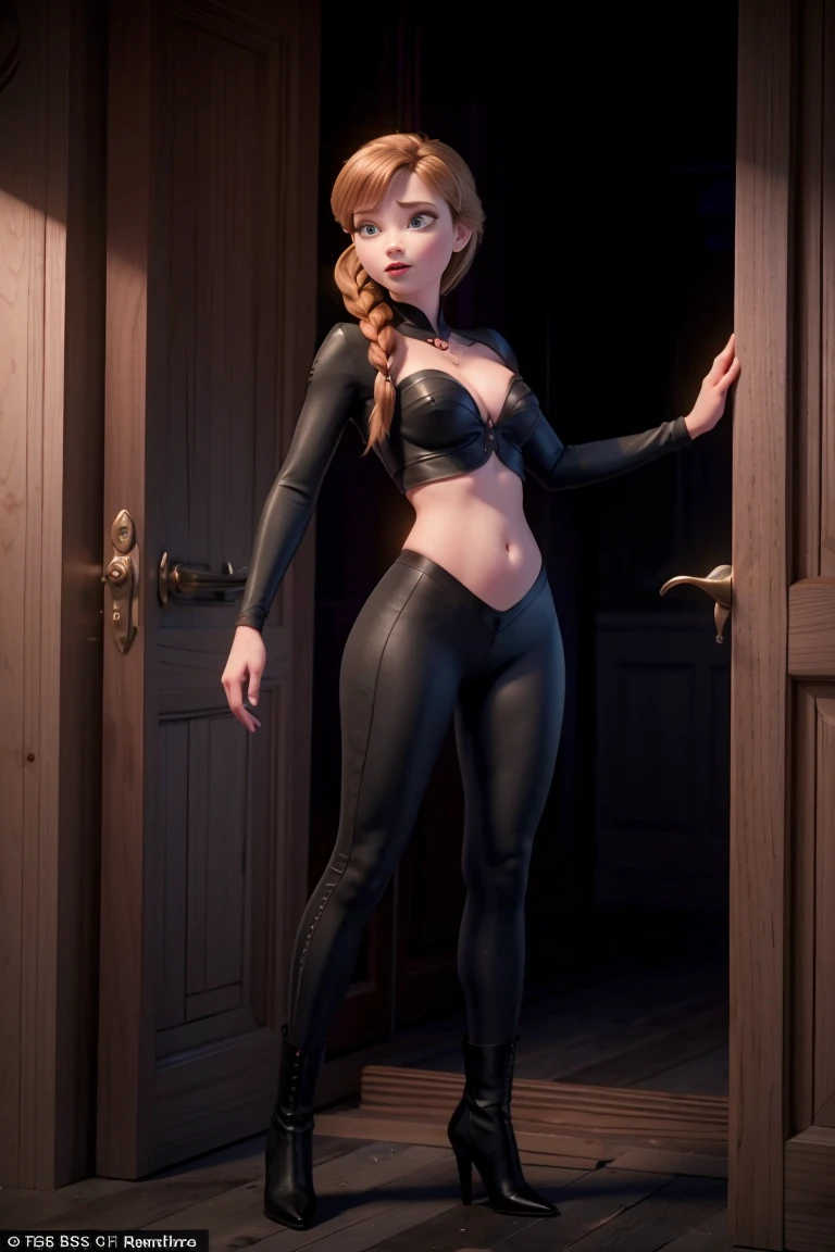 Photo of Anna of Arendelle wearing thight opaque pantyhose,  cameltoe