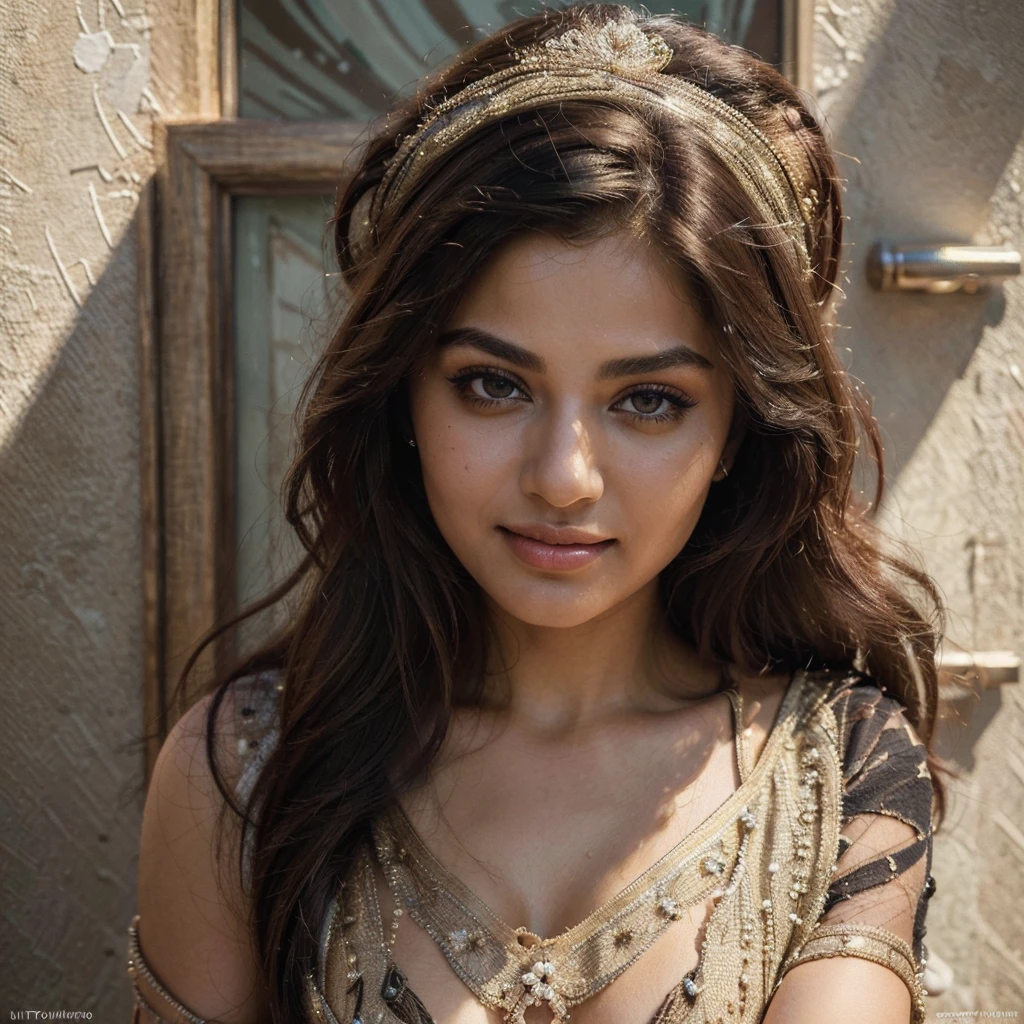 (Best quality, Ultra-detailed, Masterpiece:1.5), photograph of a beautiful pakistani woman. The woman should have a flawless, highly detailed face with soft, luminous skin. Her long hair should be naturally brown and stylishly arranged. (Perfect Eyes:1.2), double eyelids, photo-realistic:1.5), 8K UHD, high budget, bikini, sexy style, expressive eyes, vibrant smile, Good shadows, graceful pose, full body