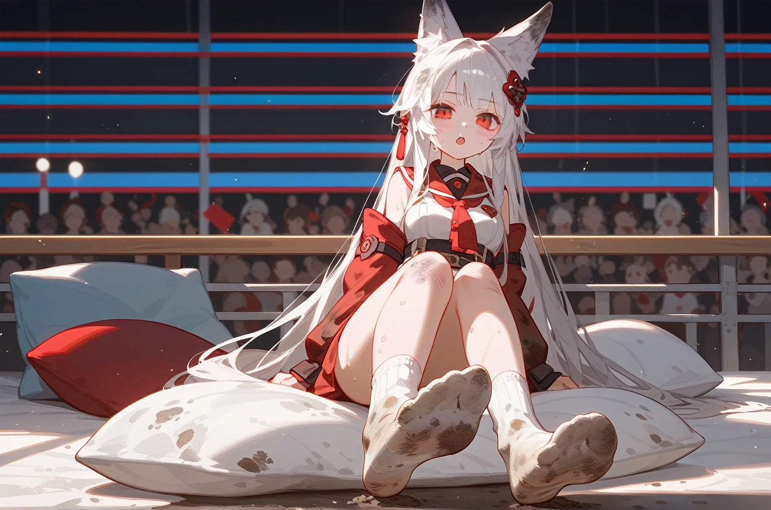 (best quality, masterpiece), ((Super ultra detailed)),(illustration), (Super masterpiece), extremely delicate and beautiful, (animated), (extremely detailed 8k CG), high resolution, (perfect finger), perfect hands, (detailed ???????), ((2 girl)), (bottle bottom: 0.9), absurdities, ray tracing, shiny, ((white hair, red eyes, casual clothes, red jewelry, white cat ears, white cat's tail, cute girl)), ((black hair,  blue eyes, casual clothes, blue jewelry, black cat ears, black cat tail, cute girl)), (((background red theme|blue theme)))), mole under the eye, beautiful detailed eyes, beautiful eyes, bright eyes, beautiful detailed shading, beautiful detailed brightness, authentic and detailed face, ((detailed ???????)), (pixiv)